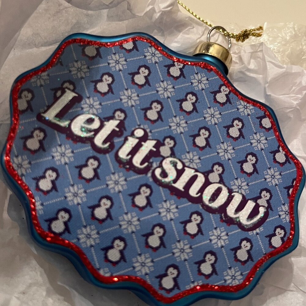 Let It Snow Glass Christmas‎ Ornament 3.5 Inch Holiday Decor (NWT)